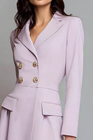 Load image into Gallery viewer, Lilac Notched Lapel Double Breasted Short Blazer Dress with Sleeves