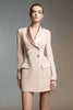 Load image into Gallery viewer, Champagne Shawl Lapel Double Breasted Long Sleeves Short Blazer Dress