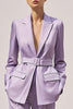 Load image into Gallery viewer, 2 Piece Lilac Notched Lapel Satin Long Sleeves Business Suits with Belt