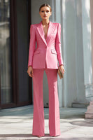 Load image into Gallery viewer, 2 Piece Pink Notched Lapel Flare Leg Business Suits with Sleeves