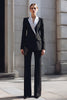 Load image into Gallery viewer, 2 Piece Black Double Breasted Notched Lapel Business Suits with Sleeves