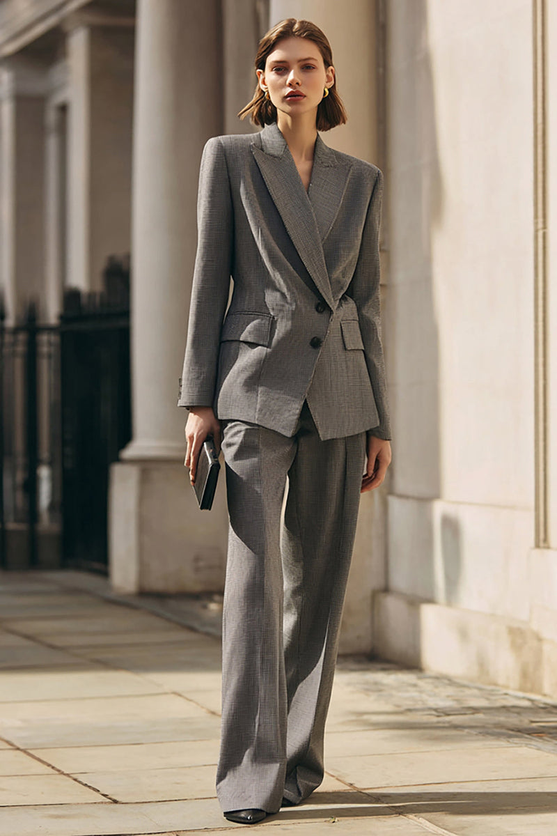 Load image into Gallery viewer, 2 Piece Grey Single Breasted Peak Lapel Business Suits with Sleeves