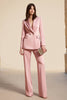 Load image into Gallery viewer, Pink 2 Piece Peak Lapel Satin Long Sleeves Business Suits