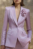 Load image into Gallery viewer, 2 Piece Lilac Satin Floral Peak Lapel Business Suits with Pockets