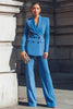 Load image into Gallery viewer, 2 Piece Blue Double Breasted Shawl Lapel Business Suits