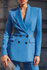 Load image into Gallery viewer, 2 Piece Blue Double Breasted Shawl Lapel Business Suits