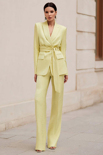 Daffodil 2 Piece Peak Lapel Business Suits with Sash