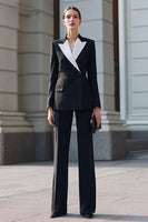 Load image into Gallery viewer, 2 Piece Black Double Breasted Long Sleeves Business Suits