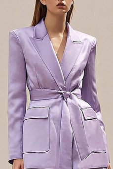 2 Piece Lilac Long Sleeves Peak Lapel Business Suits with Sash