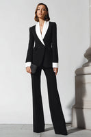 Load image into Gallery viewer, 2 Piece Black Shawl Lapel Flare Leg Business Suits with Sleeves