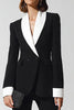 Load image into Gallery viewer, 2 Piece Black Shawl Lapel Flare Leg Business Suits with Sleeves