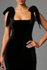Load image into Gallery viewer, Black Satin Sheath Square Neck Long Formal Dress