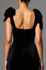 Load image into Gallery viewer, Black Satin Sheath Square Neck Long Formal Dress