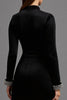 Load image into Gallery viewer, Black Velvet High Neck Long Holiday Party Dress with Sleeves