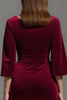Load image into Gallery viewer, Burgundy Velvet V-Neck Long Holiday Party Dress with Sleeves