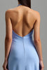 Load image into Gallery viewer, Blue Satin Halter Backless Long Formal Dress