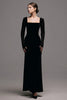 Load image into Gallery viewer, Simple Black Velvet Sheath Long Sleeves Holiday Party Dress