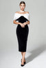 Load image into Gallery viewer, Black and White Velvet Bodycon Maxi Holiday Party Dress with Bow