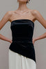 Load image into Gallery viewer, Black and White Velvet Sheath Patchwork Long Holiday Party Dress