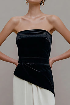 Black and White Velvet Sheath Patchwork Long Holiday Party Dress
