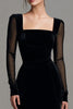 Load image into Gallery viewer, Black Sheath Velvet Long Sleeves Hodliday Party Dress with Slit