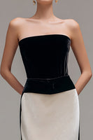 Load image into Gallery viewer, Black and Champagne Sheath Patchwork Long Holiday Party Dress