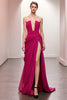 Load image into Gallery viewer, Pink Strapless Ruched Maxi Evening Dress with Slit
