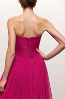 Load image into Gallery viewer, Pink Strapless Ruched Maxi Evening Dress with Slit