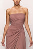 Load image into Gallery viewer, Blush Strapless Ruched Backless Long Evening Dress with Slit