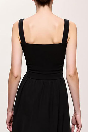 Simple Black A Line Ruched Long Evening Dress