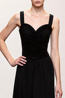 Load image into Gallery viewer, Simple Black A Line Ruched Long Evening Dress