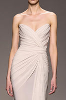 Load image into Gallery viewer, Elegant Ivory Sheath Strapless Ruched Long Evening Dress
