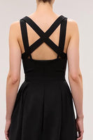 Load image into Gallery viewer, Simple Black A Line Square Neck Long Evening Dress