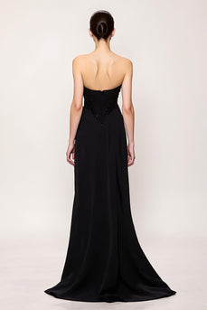 Black Sheath Sweetheart Long Evening Dress with Slit