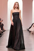 Load image into Gallery viewer, Sparkly Black A Line Strapless Long Evening Dress
