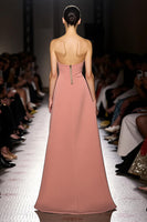 Load image into Gallery viewer, Pink Strapless Ruched Long Evening Dress with Slit