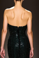 Load image into Gallery viewer, Sparkly Black Sequins Sheath Strapless Maxi Evening Dress