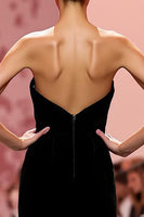 Load image into Gallery viewer, Black Velvet Strapless Mermaid Long Evening Dress