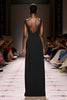 Load image into Gallery viewer, Simple Ivory Sheath V-Neck Satin Backless Long Evening Dress