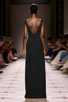 Load image into Gallery viewer, Simple Ivory Sheath V-Neck Satin Backless Long Evening Dress