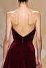 Load image into Gallery viewer, Dark Red Velvet Strapless Long Evening Dress