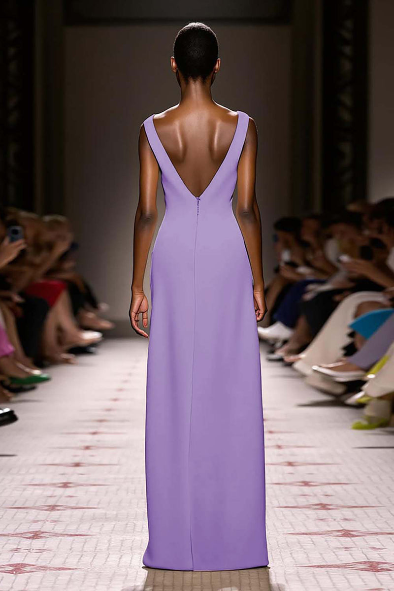 Load image into Gallery viewer, Simple Ivory Sheath V-Neck Satin Backless Long Evening Dress