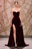 Load image into Gallery viewer, Dark Red Sweetheart Velvet Long Evening Dress with Slit