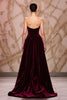 Load image into Gallery viewer, Dark Red Sweetheart Velvet Long Evening Dress with Slit