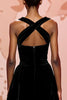 Load image into Gallery viewer, Simple Black Keyhole Velvet Maxi Evening Dress
