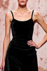 Load image into Gallery viewer, Simple Black Spaghetti Straps Velvet Long Evening Dress