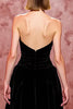 Load image into Gallery viewer, Simple Black Velvet Strapless Long Evening Dress with Slit