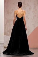 Load image into Gallery viewer, Simple Black Backless Velvet Long Evening Dress