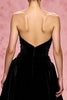 Load image into Gallery viewer, Simple Black Velvet Strapless A Line Long Evening Dress with Slit