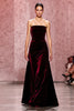 Load image into Gallery viewer, Dark Red Strapless Sheath Velvet Long Evening Dress